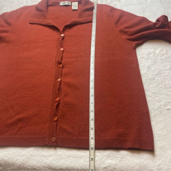 Orvis 100% Cashmere Burnt Orange 3/4 Sleeve Sweater Size Large - Picture 11 of 12